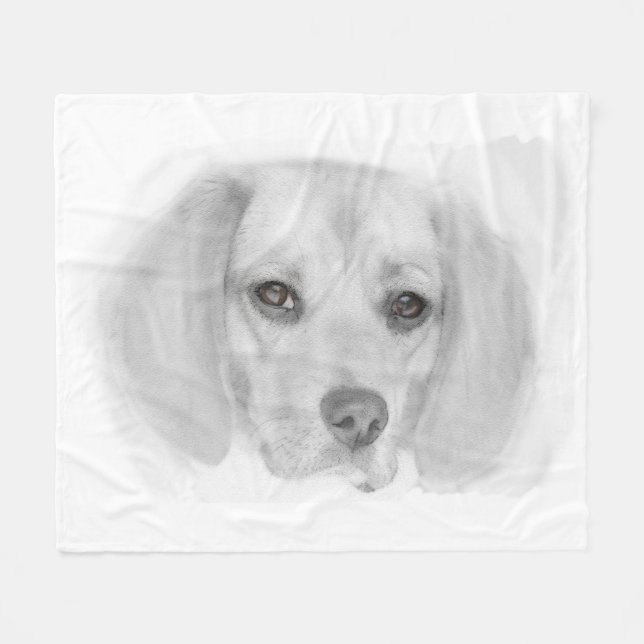 Beagle Sketch Fleece Blanket (Front (Horizontal))