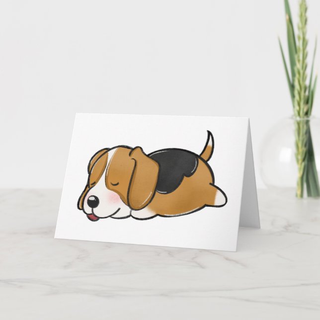 Beagle Sleeping Cartoon Card (Front)