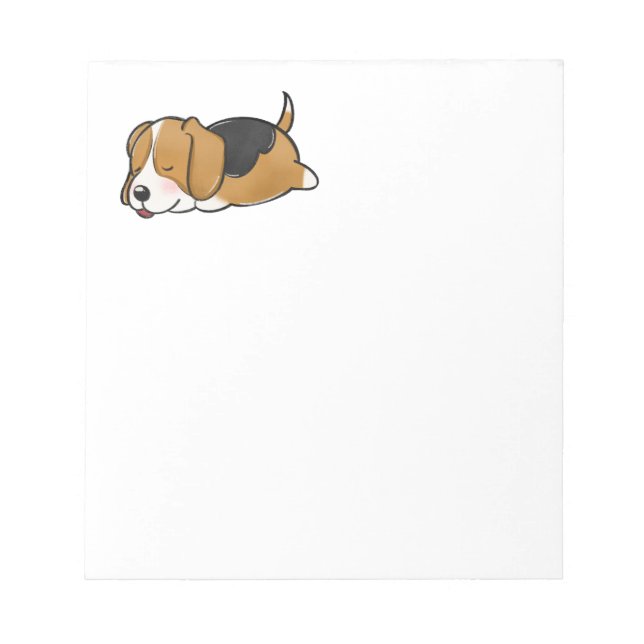 Beagle Sleeping Cartoon Notepad (Front)