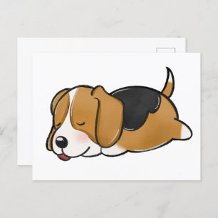 Beagle Sleeping Cartoon Postcard