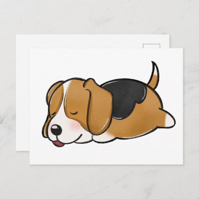 Beagle Sleeping Cartoon Postcard (Front/Back)