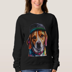 Beagle Snapback Cap Dog Funny Animal Art Print Gra Sweatshirt