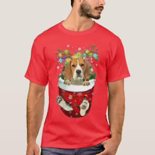 Beagle Snow Pocket Dogs Christmas Pocket T-Shirt