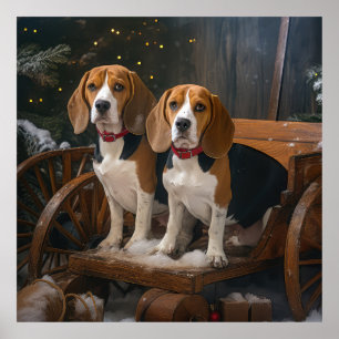 Beagle Snowy Sleigh Christmas Decor
