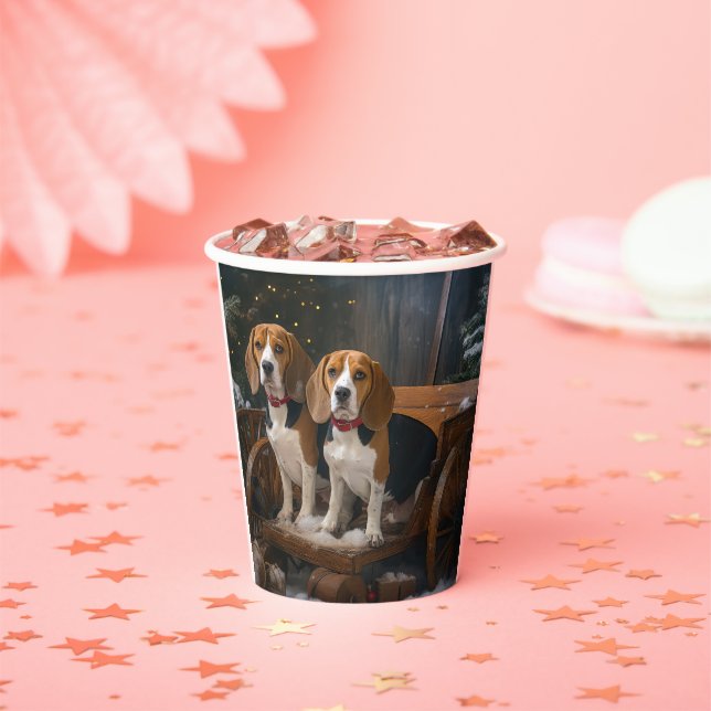 Beagle Snowy Sleigh Christmas Decor  Paper Cups (Insitu)