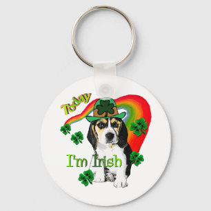 Beagle St Patrick's Day Key Ring