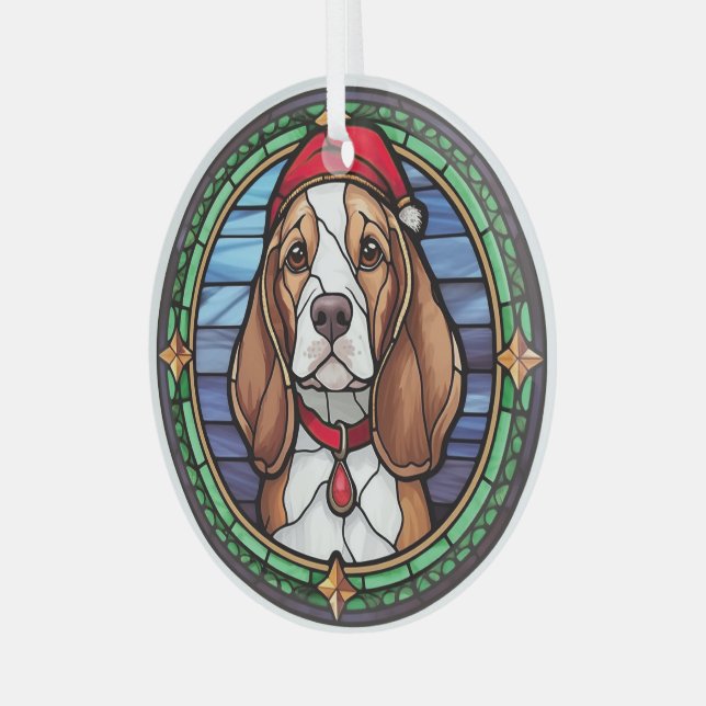 Beagle Stained Glass Christmas Tree Decoration (Front Left)