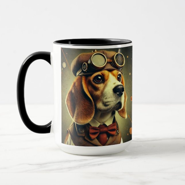 Beagle Steampunk Coffee Mug Cup (Left)