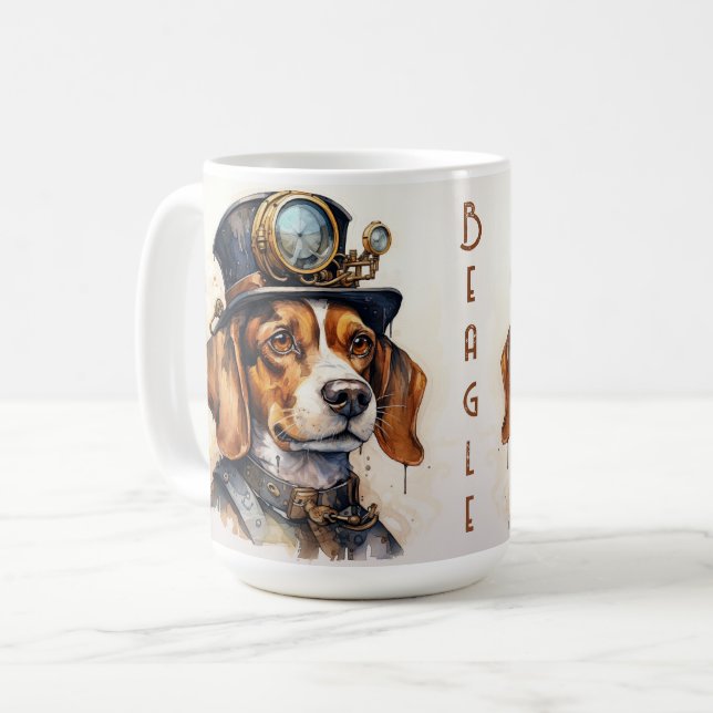 Beagle Steampunk Dog Coffee Mug (Front Left)