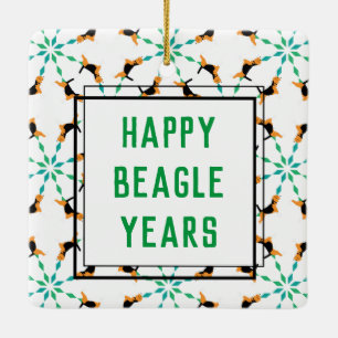 Beagle style year ceramic ornament