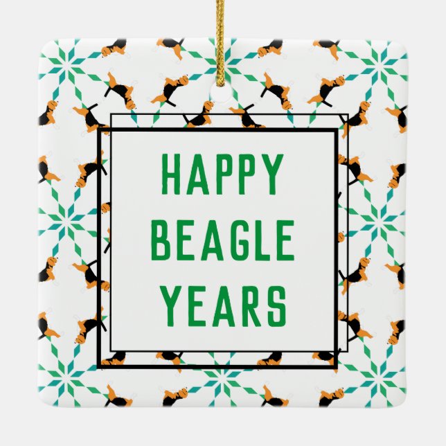 Beagle style year ceramic ornament (Back)