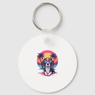 Beagle Sunset Background Shirt, Beagle Mom, Beagle Key Ring