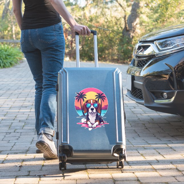 Beagle Sunset Background Shirt, Beagle Mum, Beagle (Suitcase Insitu)