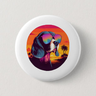 Beagle Sunset Background Shirt, Beagle Mum, Beagle 6 Cm Round Badge