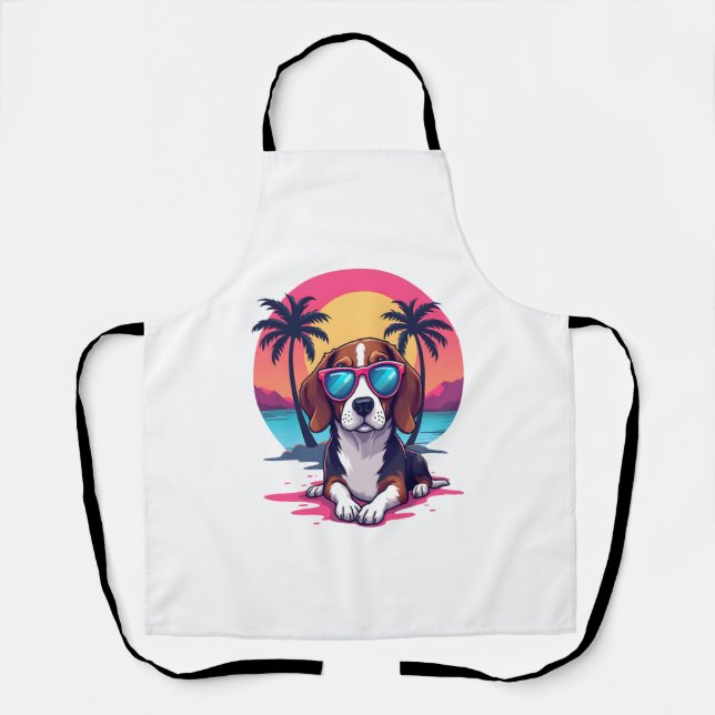 Beagle Sunset Background Shirt, Beagle Mum, Beagle Apron (Front)