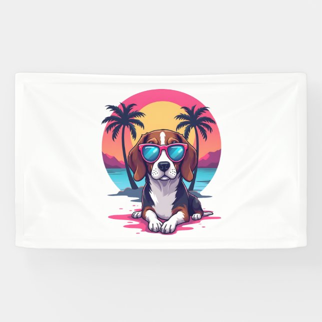 Beagle Sunset Background Shirt, Beagle Mum, Beagle Banner (Horizontal)