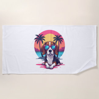 Beagle Sunset Background Shirt, Beagle Mum, Beagle Beach Towel