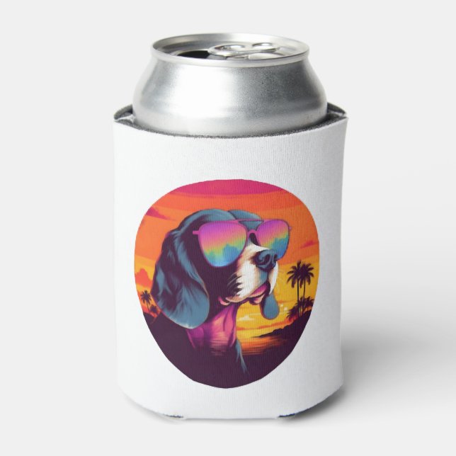 Beagle Sunset Background Shirt, Beagle Mum, Beagle Can Cooler (Can Front)