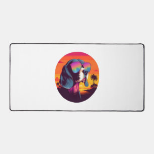 Beagle Sunset Background Shirt, Beagle Mum, Beagle Desk Mat