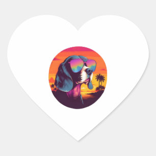 Beagle Sunset Background Shirt, Beagle Mum, Beagle Heart Sticker