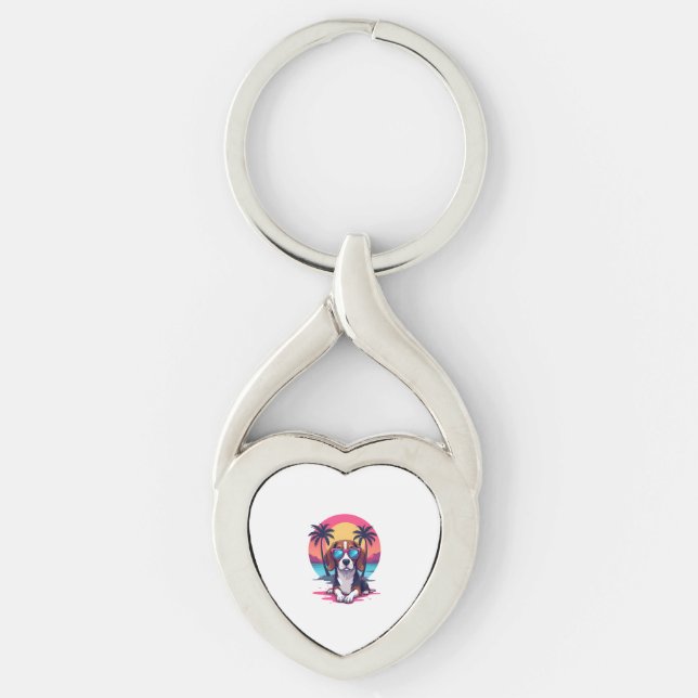 Beagle Sunset Background Shirt, Beagle Mum, Beagle Key Ring (Front)