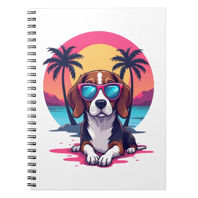 Beagle Sunset Background Shirt, Beagle Mum, Beagle Notebook (Front)