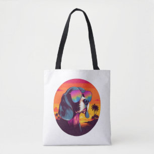 Beagle Sunset Background Shirt, Beagle Mum, Beagle Tote Bag