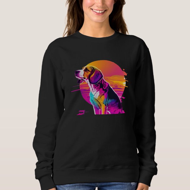 Beagle Synthwave 80s Retrowave Aesthetic Sweatshirt (Front)
