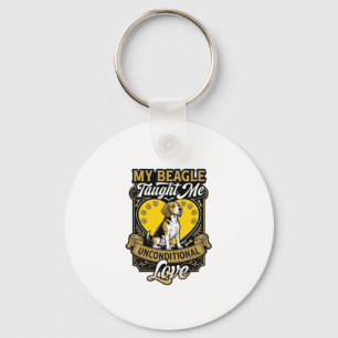 Beagle Taught Me Unconditional Love Dog Heart Paws Key Ring