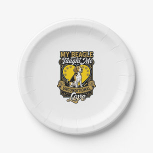 Beagle Taught Me Unconditional Love Dog Heart Paws Paper Plate