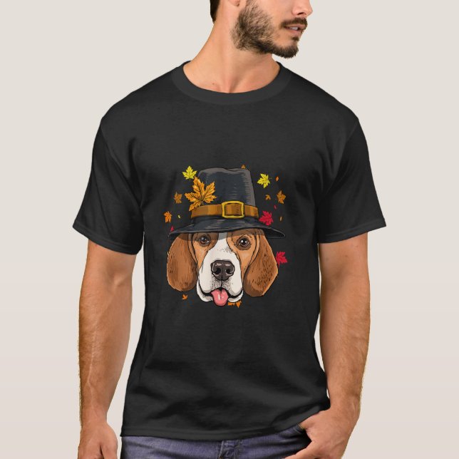 Beagle Thanksgiving Pilgrim Turkey Day Autumn Fall T-Shirt (Front)