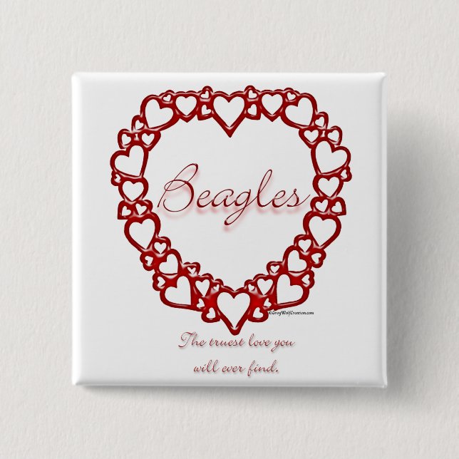 Beagle True Love 15 Cm Square Badge (Front)