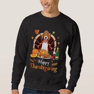 Beagle Turkey Costume Wine Pie Pumpkin Happy Thank Sweatshirt