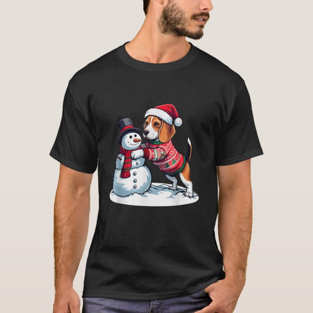 Beagle Ugly Christmas Sweater Snowman  (Front)