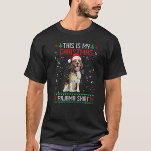 Beagle Ugly Christmas Tree Lights Family Xmas Dog T-Shirt