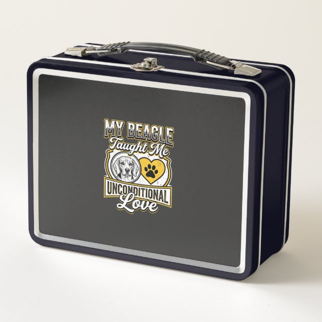 Beagle Unconditional Love Dog Owner Metal Lunch Box (Front)