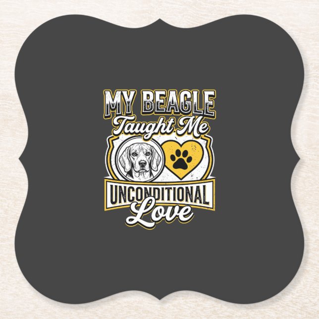 Beagle Unconditional Love Dog Owner Paper Coaster (Front)