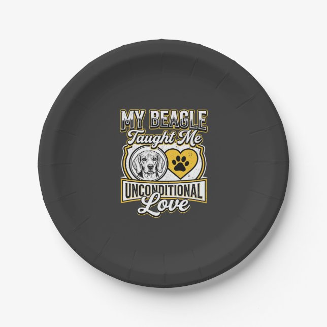 Beagle Unconditional Love Dog Owner Paper Plate (Front)