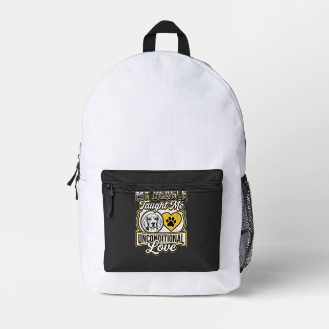 Beagle Unconditional Love Dog Owner Printed Backpack (Front)