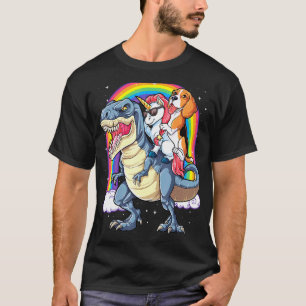 Beagle Unicorn Riding Dinosaur T Rex Girls Kids Bo T-Shirt