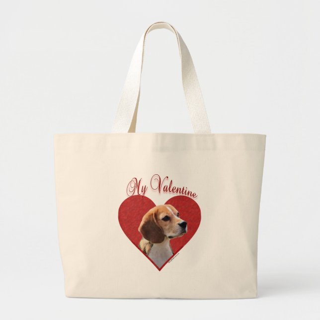 Beagle Valentine Large Tote Bag (Front)