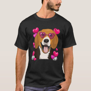 Beagle Valentines Day Heart Glasses Funny Dog Love T-Shirt