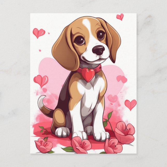 Beagle Valentines day Postcard (Front)