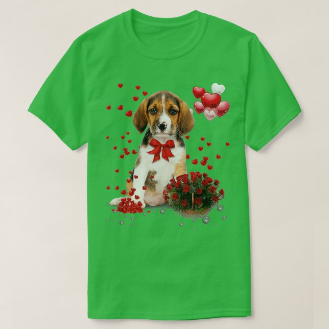Beagle Valentines Day Shirt Funny Dog Lover Happy  (Design Front)