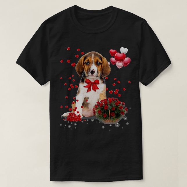 Beagle Valentines Day Shirt Funny Dog Lover Happy  (Design Front)