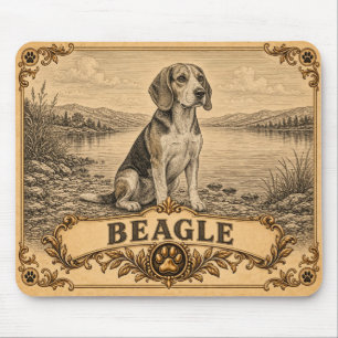 Beagle, Vintage Heritage Dog Mouse Pad