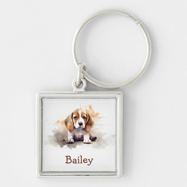 Beagle Watercolor Keychain (Front)