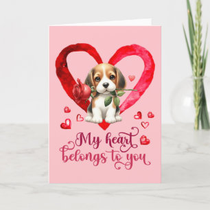 Beagle Watercolor Valentines Day card