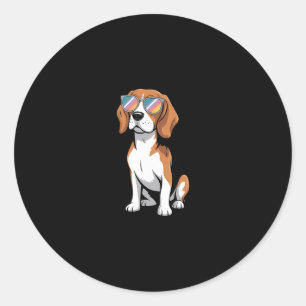 Beagle Wearing Shades Funny Dog Vacation Classic Round Sticker