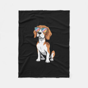 Beagle Wearing Shades Funny Dog Vacation Fleece Blanket